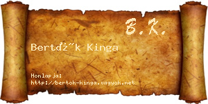 Bertók Kinga névjegykártya